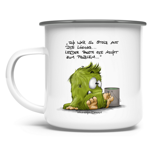 Emaille Tasse Ich war so stolz auf die Lösung... Leider passte sie nicht..