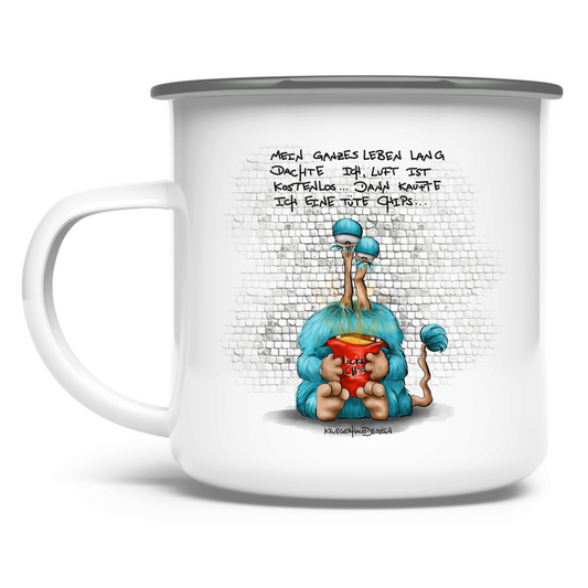 Emaille Tasse Mein ganzes Leben lang dachte ich, Lust ist kostenlos...