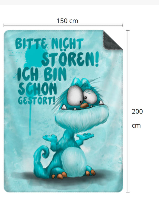 Premium Kuscheldecke, superweich, 150 x 200cm, Otto Kruegerhausdesign Monster, Bitte nicht stören, ich bin schon gestört!