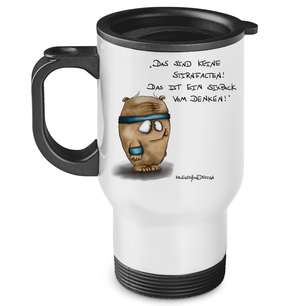 Edelstahl-Thermobecher Das sind keine Stirnfalten! Das ist ein Sixpack vom Denken!