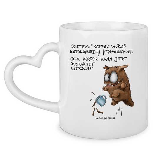 Tasse mit Herzhenkel System:"Kaffee wurde erfolgreich hinzugefügt...
