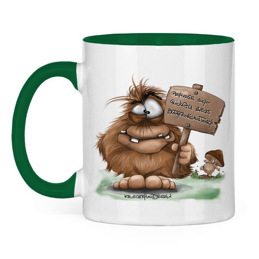Tasse zweifarbig Pechvogel sucht Glückspilz zwecks Erfahrungsaustausch, Hugo