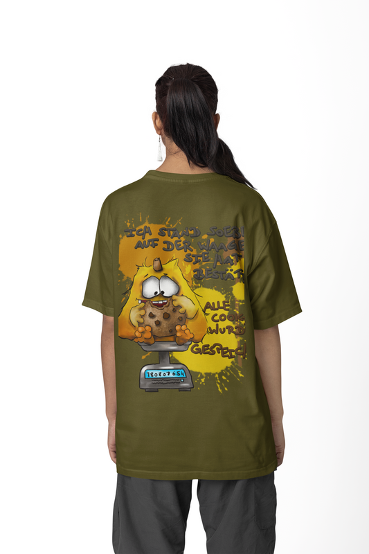 T-Shirt mit XXL Druck Kruegerhausdesign Monster new army grün Gr. XXL, Ich stand soeben auf der Waage...