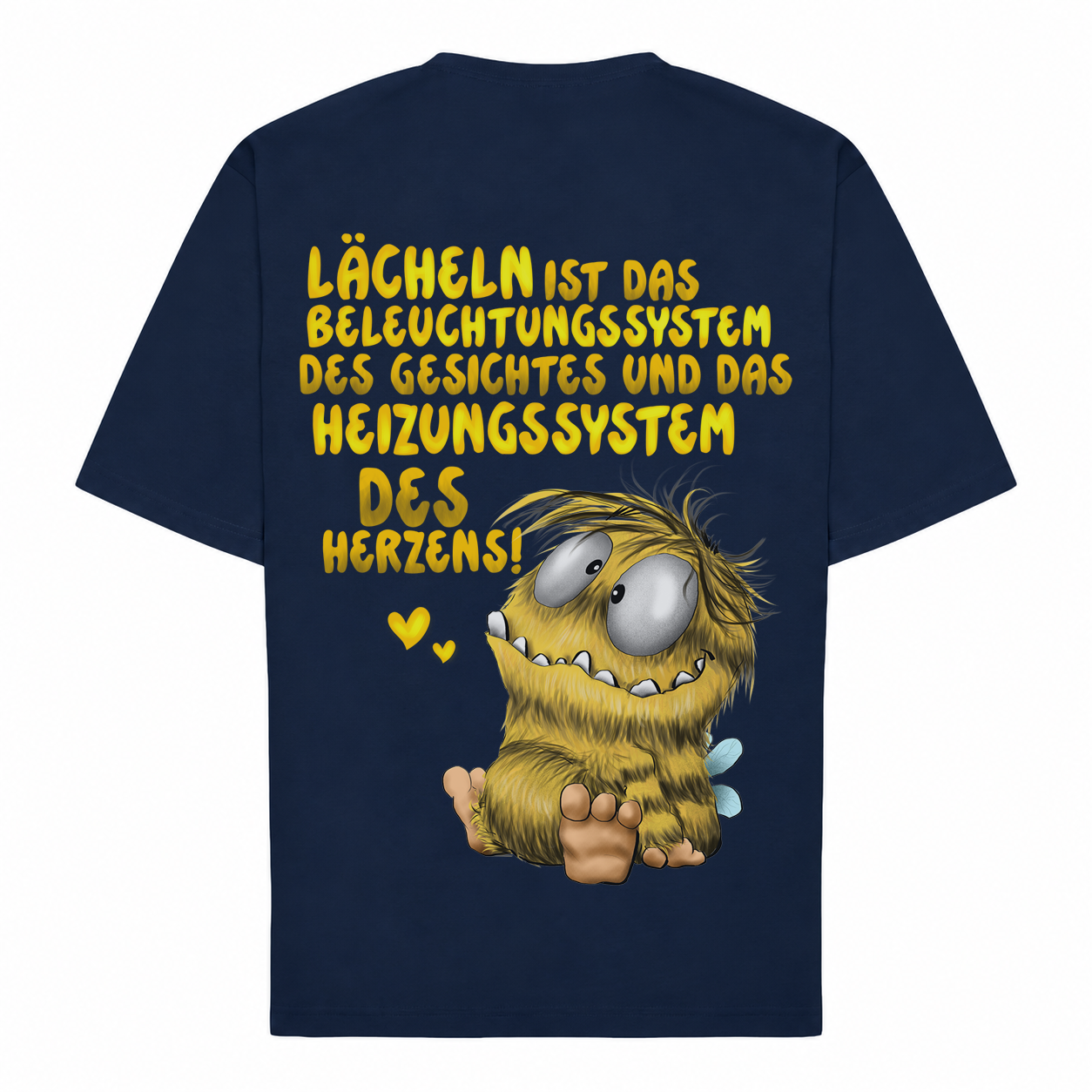 T-Shirt „Lächeln ist das Beleuchtungssystem des Gesichtes“ | Dark Navy | Gr. XL | FINAL SALE