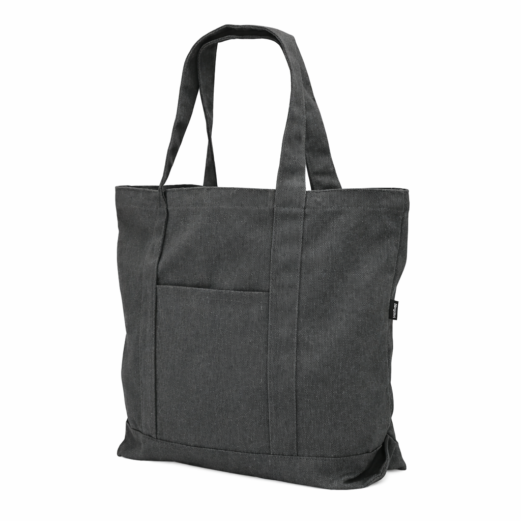 Große Canvas Tasche, Mustertasche, schwarz granit (optisch grau) mit Ich wäre lieber erfolgreich und elegant...