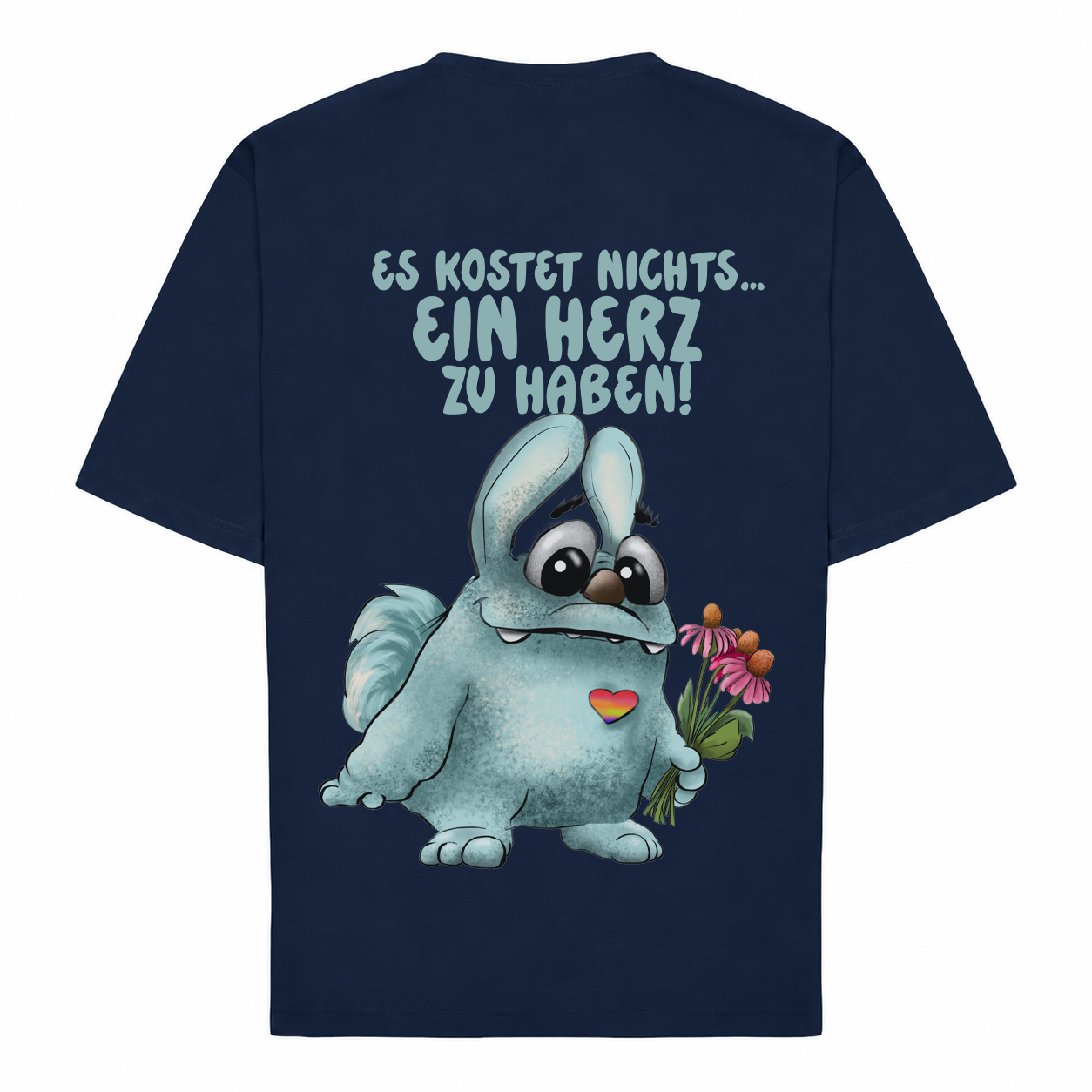FINAL SALE T-Shirt Gr. 5XL Navy – „Ein Herz für Bekloppte“ – Kruegerhausdesign