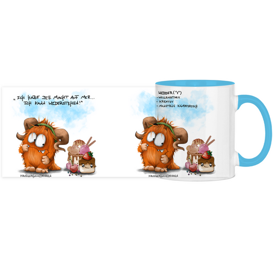 Tasse, Kaffeetasse Kruegerhausdesign Sternzeichen Widder Monster, zweifarbig