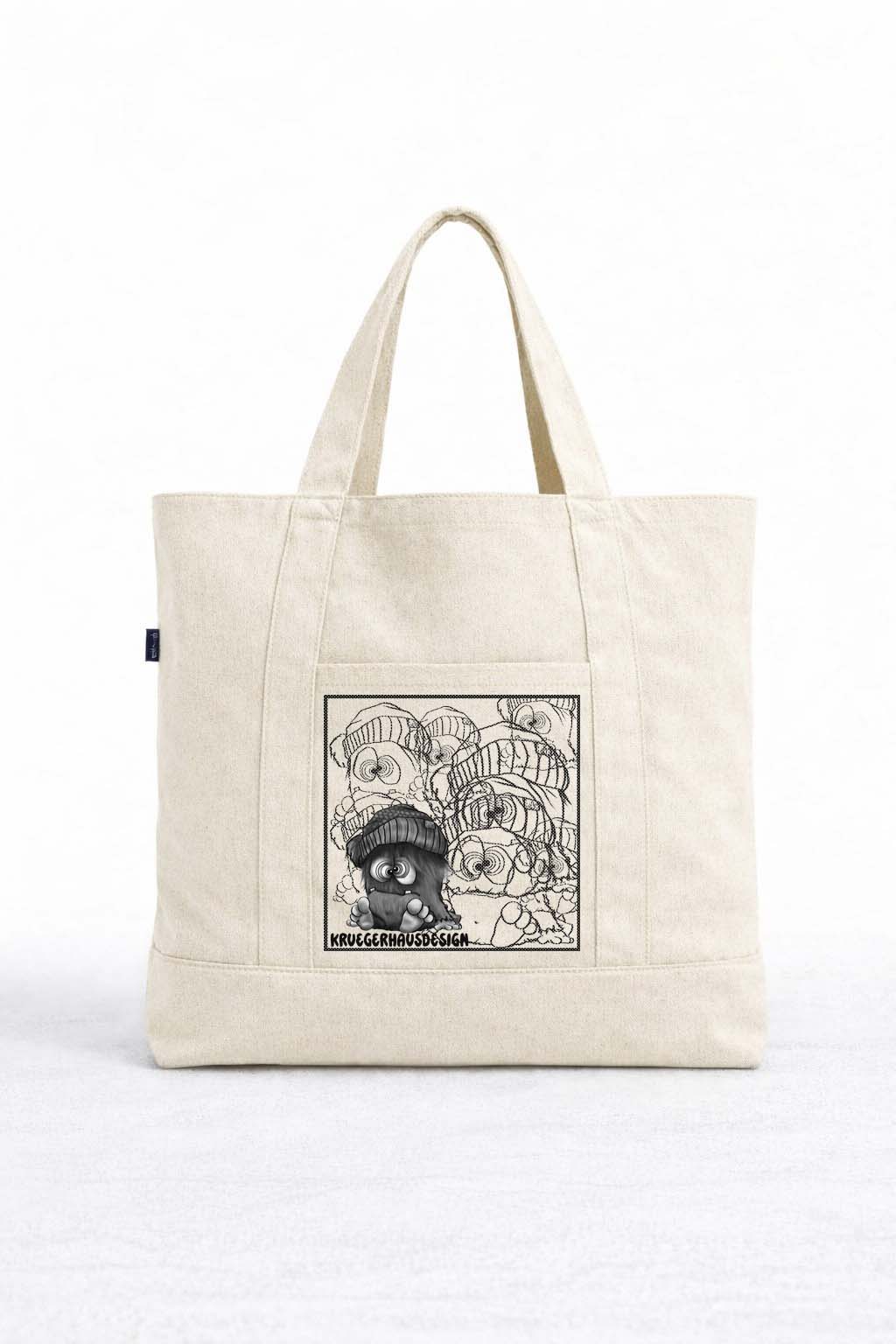 FINAL SALE – Große Tote Bag „Monster Art Edition“ mit Reißverschluss | Einzelstück