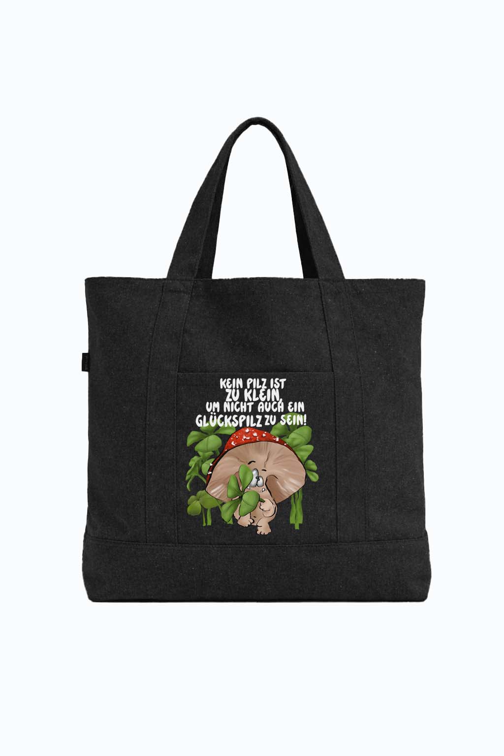 Final Sale – Schwarze Tasche mit Reißverschluss „Glückspilz“ | Nur noch 1 Stück