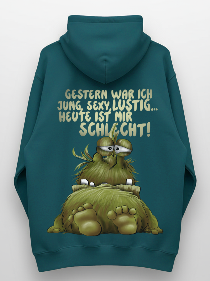 Monster Hoodie Emerald Green – Größe XXL | Fertig bedruckt