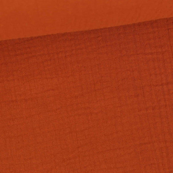 94cm Reststück Musselin Baumwolle Stoff, Double Gauze, Windelstoff, uni amber