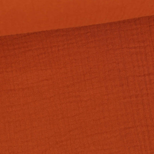 94cm Reststück Musselin Baumwolle Stoff, Double Gauze, Windelstoff, uni amber