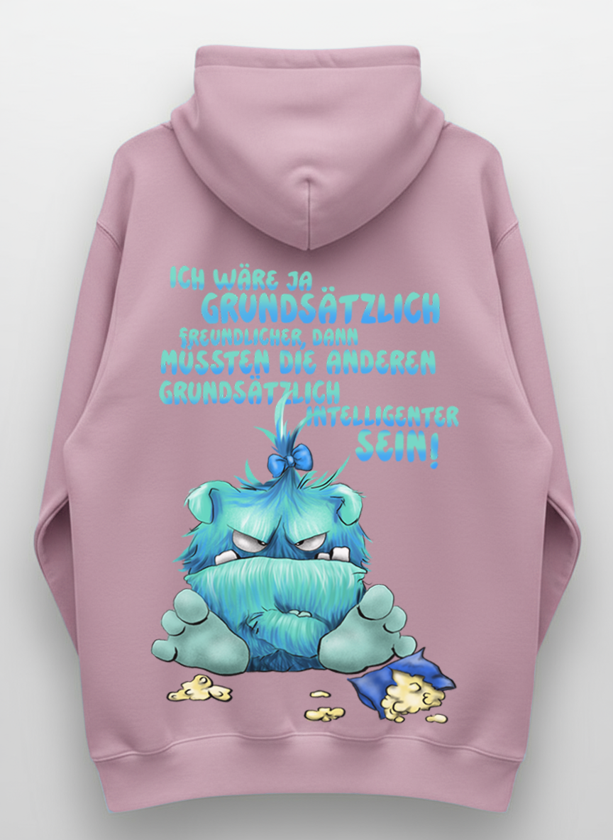 Unisex Hoodie XXL Druck Kruegerhausdesign Monster Gr. S,M, L, XL, XXL, 3XL, Ich wäre ja grundsätzlich freundlicher...