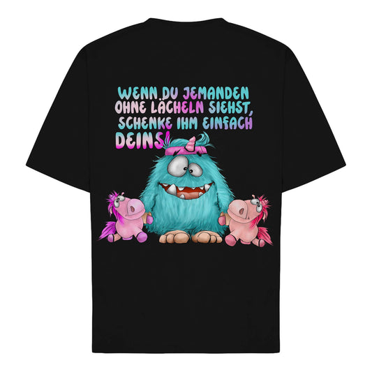 „Schenke ihm einfach deins“ Monster Shirt – Süßes Sarkasmus T-Shirt mit Einhorn & Rückenprint