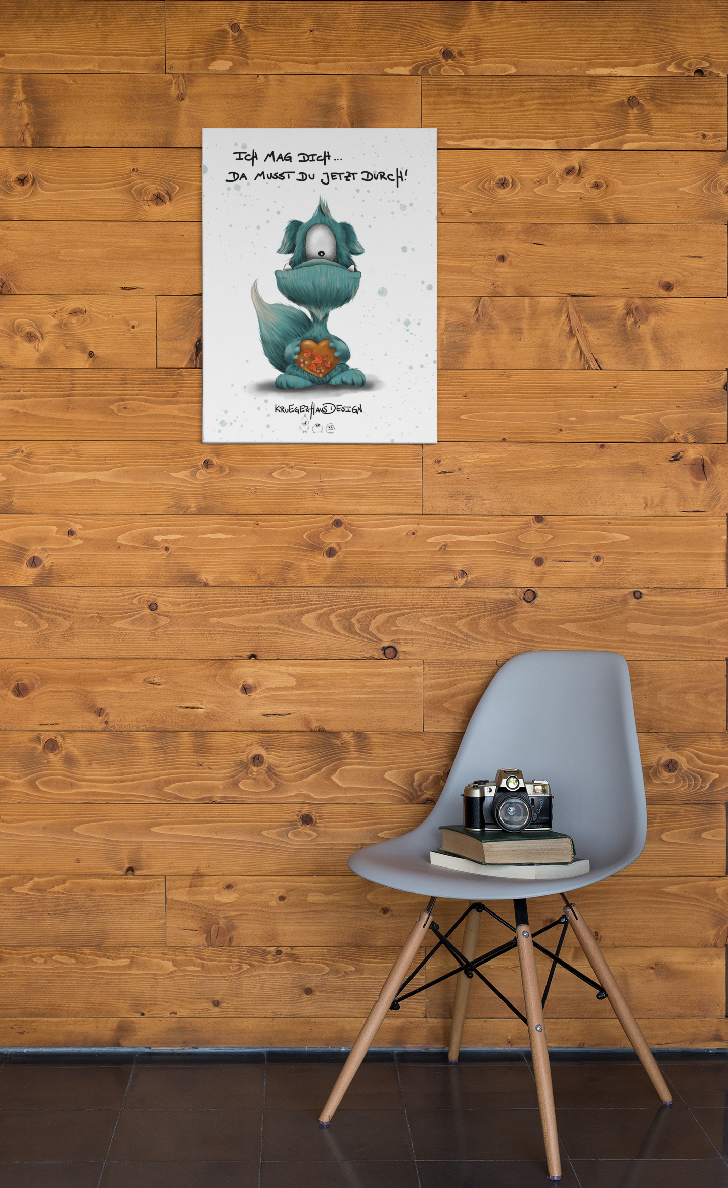 Poster von Kruegerhausdesign mit Monster und Spruch "Ich hab dich lieb..."