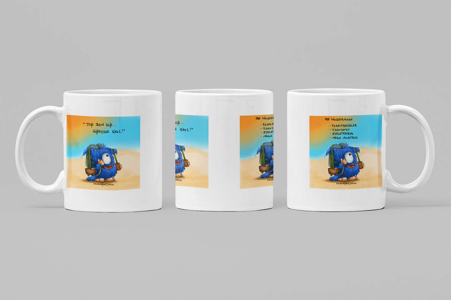Tasse, Kaffeetasse Kruegerhausdesign Sternzeichen Wassermann Monster