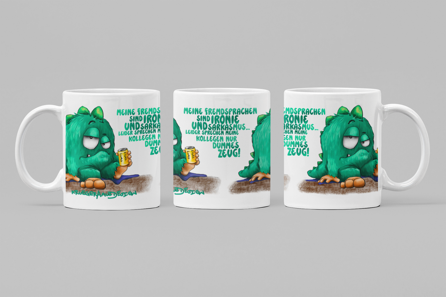 Sarkasmus Monster Tasse – Lustige Bürotasse handgemacht mit Orca Coating