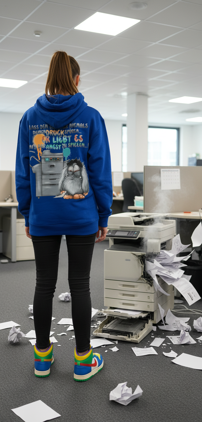 Musterstück Unisex Hoodie XXL Druck Kruegerhausdesign Monster Gr. L, royal blau, Lass den Drucker niemals deinen Druck spüren...