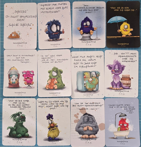 FINAL SALE – 12er Postkarten-Set Monster & Sprüche – nur 10 Sets -Set 6