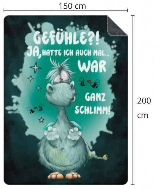 Premium Kuscheldecke, superweich, 150 x 200cm, Kruegerhausdesign Monster, Gefühle?! Ja, hatte ich auch mal...