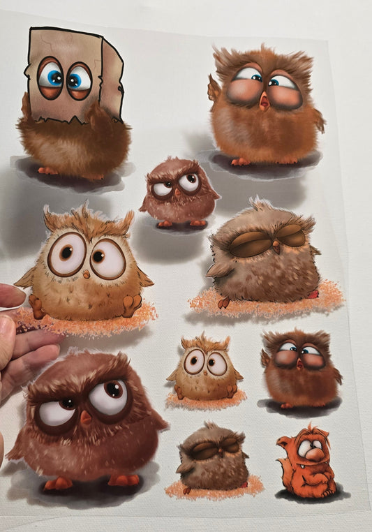 Rub on, UV Folienaufkleber, A4 Blatt, von meinen kleinen Eulen