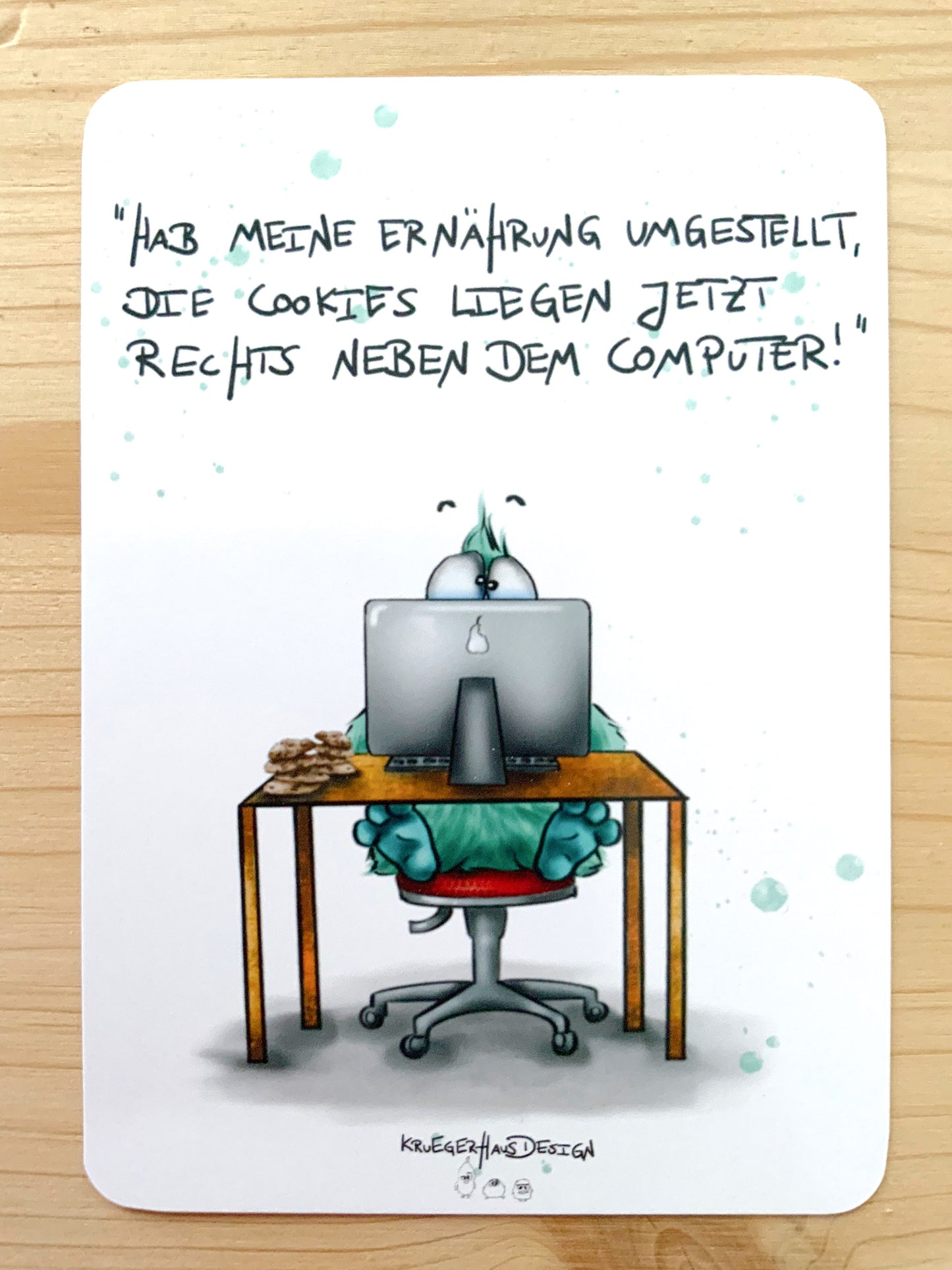 Postkarte Monster Kruegerhausdesign "Hab meine Ernährung umgestellt..."