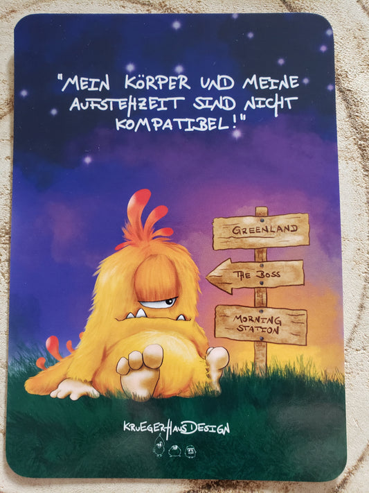 Postkarte Monster Kruegerhausdesign bunt"Mein Körper und meine"