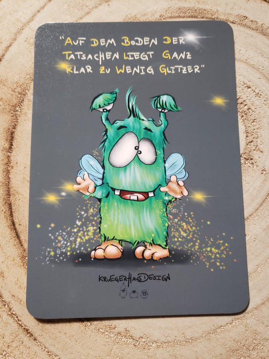 Postkarte Monster Kruegerhausdesign "Auf dem Boden der Tatsachen.."