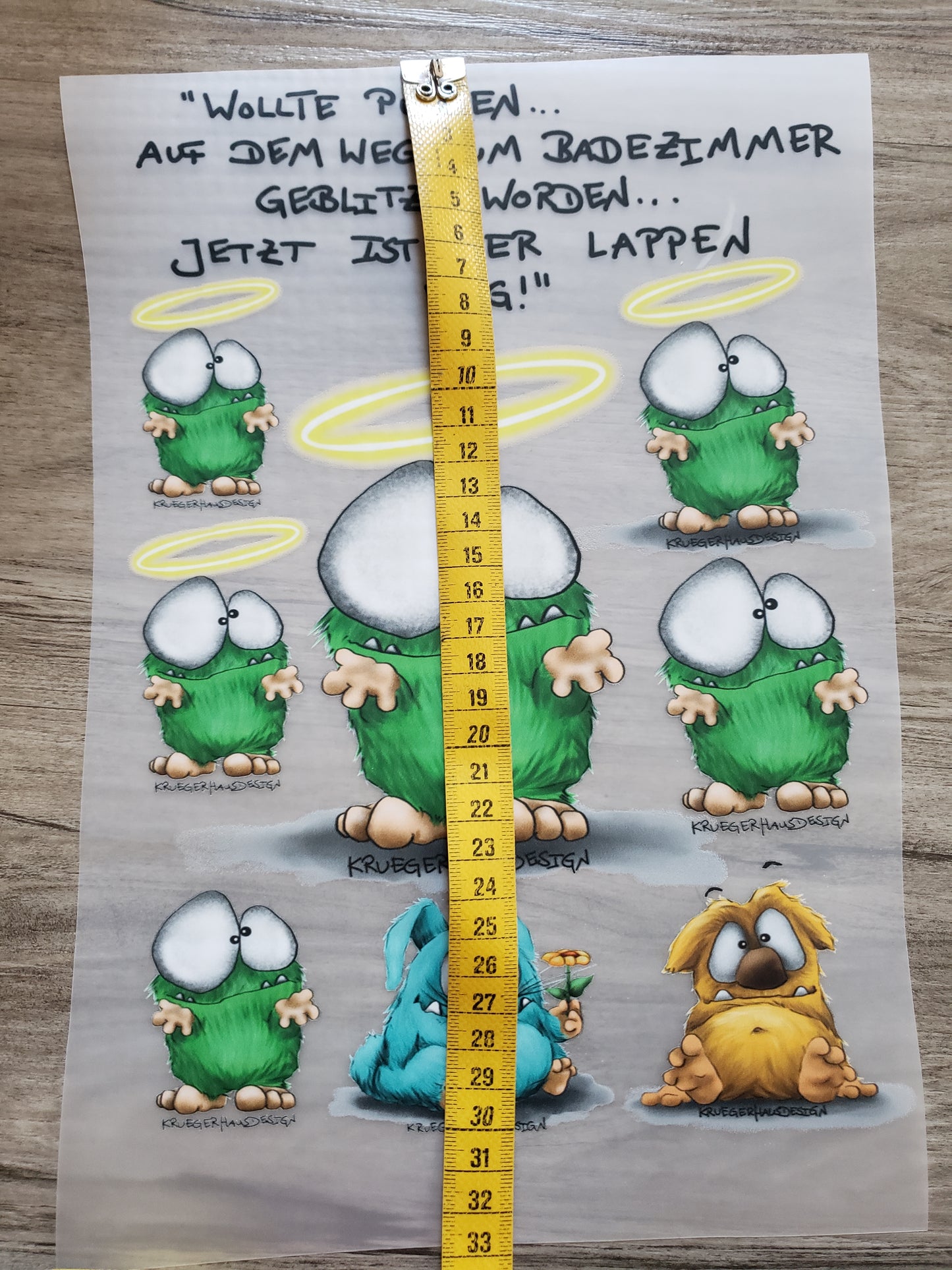 A4 Bügelbild Kruegerhausdesign Monster, Ich wollte putzen... mit Liebe illustriert