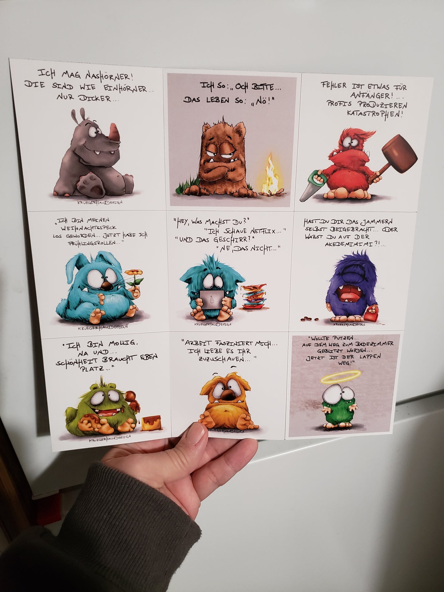 Magnet Block, 9x Magnete, Sprüche und Monster Kruegerhausdesign Block Nummer 3