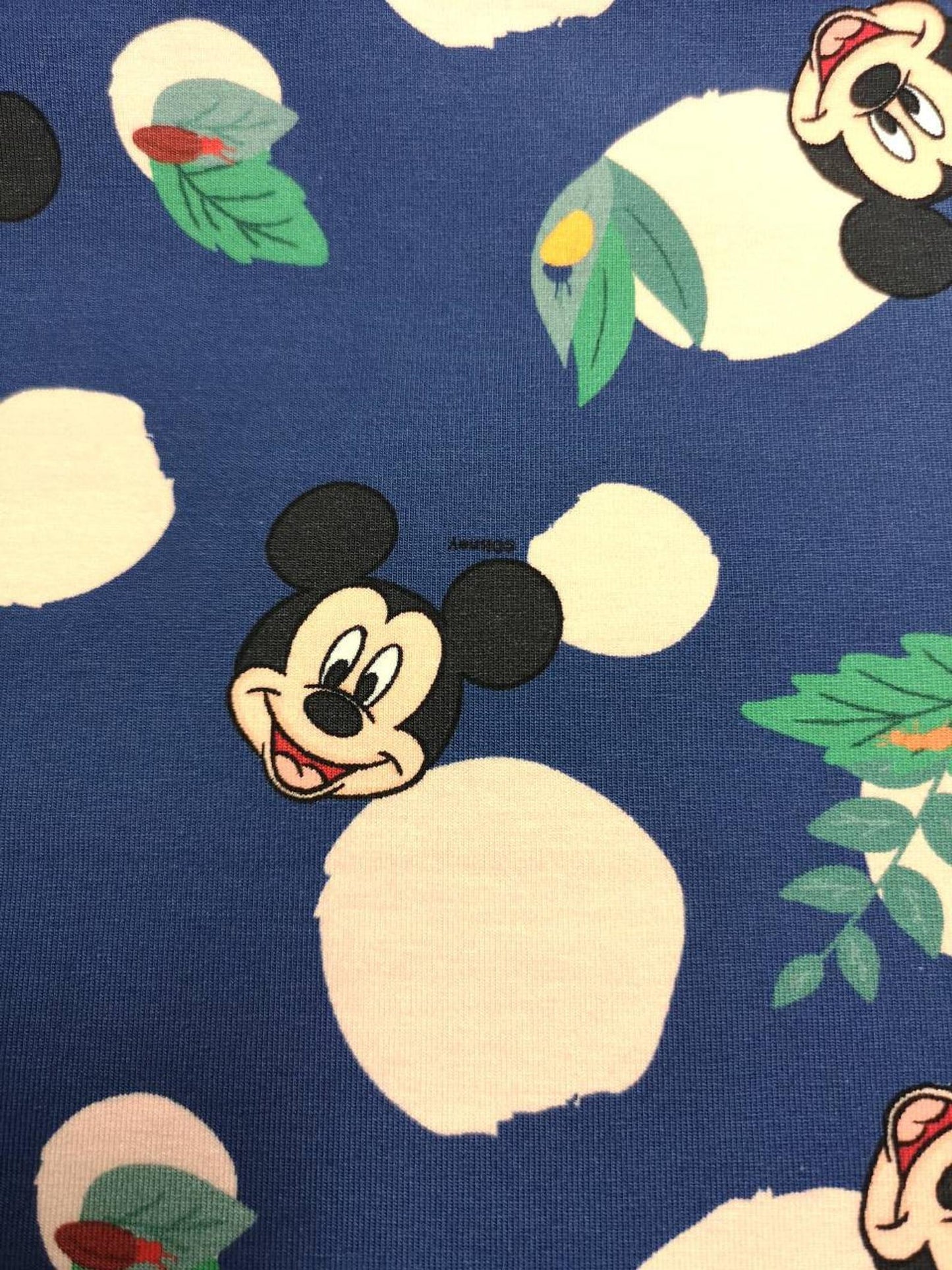 0,5m , Walt Disney, Jersey Stoff, Mickey Mouse mit Punkten, Lizenzstoff, dunkelblau