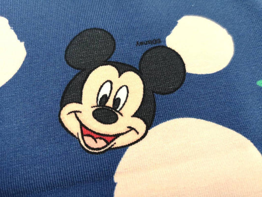 0,5m , Walt Disney, Jersey Stoff, Mickey Mouse mit Punkten, Lizenzstoff, dunkelblau
