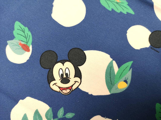 0,5m , Walt Disney, Jersey Stoff, Mickey Mouse mit Punkten, Lizenzstoff, dunkelblau