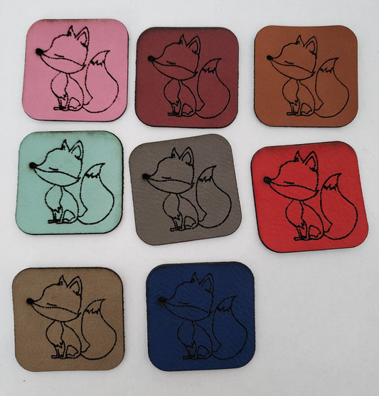 Kunstleder Label, Patch, Etikett, Aufnäher, klassisch Fuchs rosa, mint, braun, blau, grau, beigebraun, rot