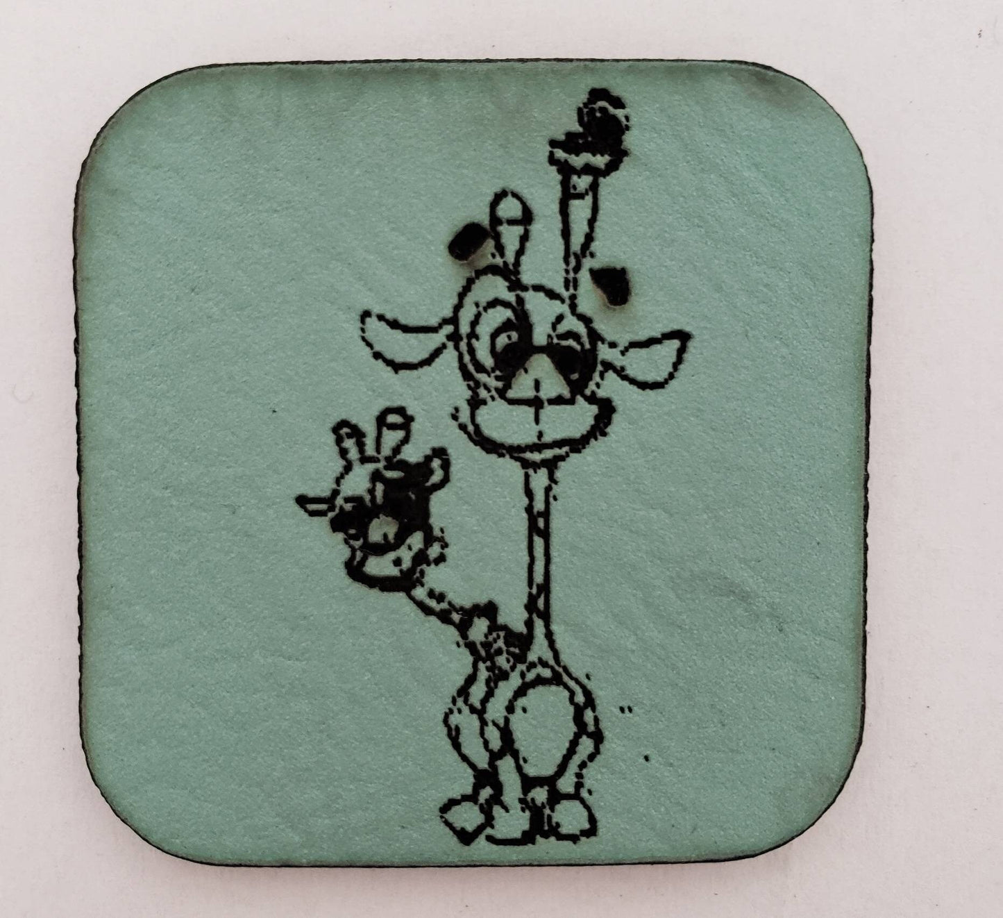 Kunstleder Label, Patch, Etikett, Aufnäher, Giraffen Design, mint, braun, blau,rosa, grau, beigebraun, rot