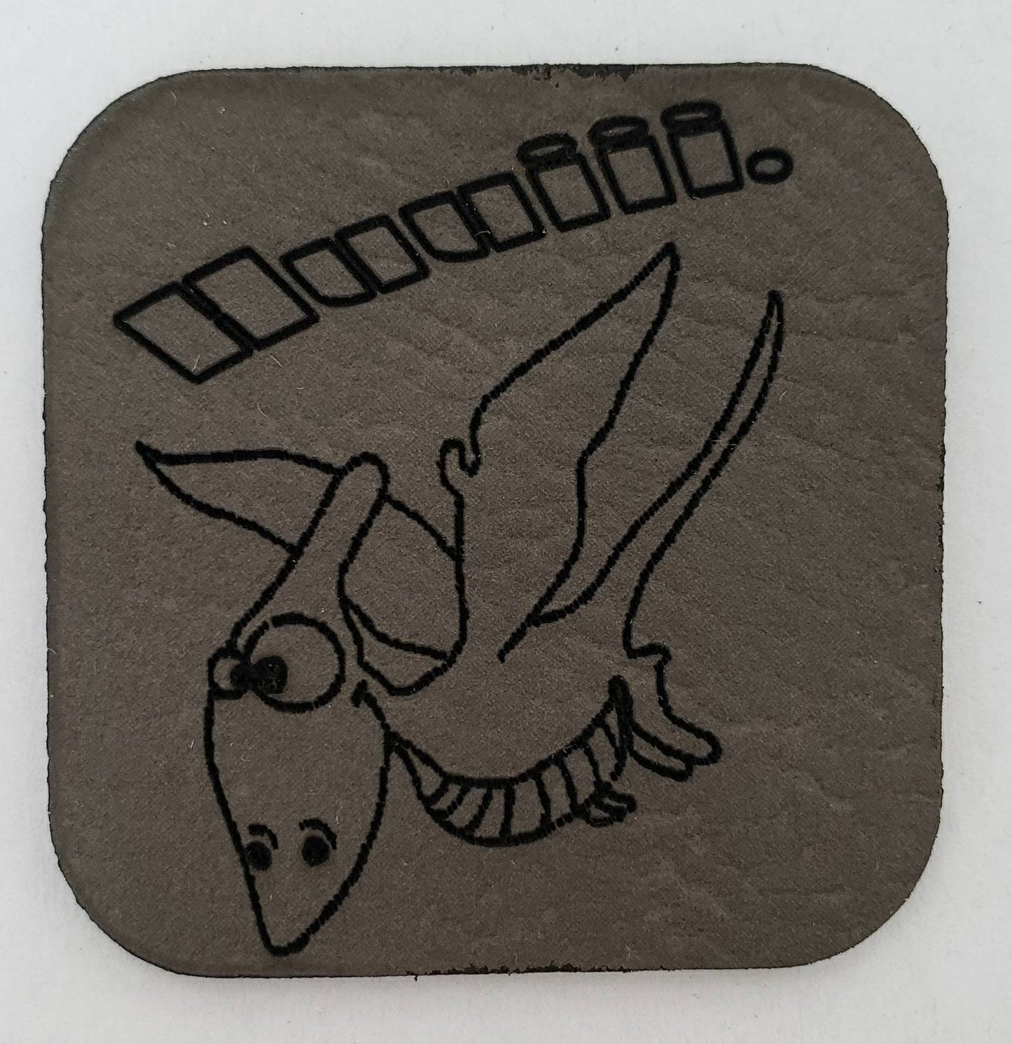 Kunstleder Label, Patch, Etikett, Aufnäher, Flugsaurier Design, mint, braun, blau,rosa, grau, beigebraun, rot