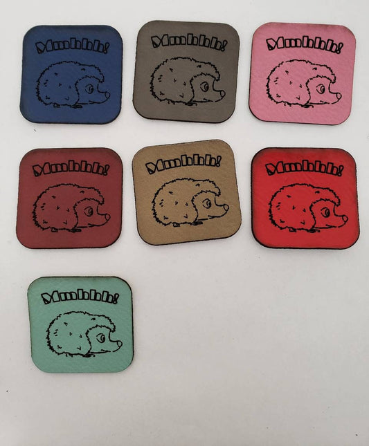 Kunstleder Label, Patch, Etikett, Aufnäher, Igel Design mint, braun, blau,rosa, grau, beigebraun, rot, bambus, schwarz