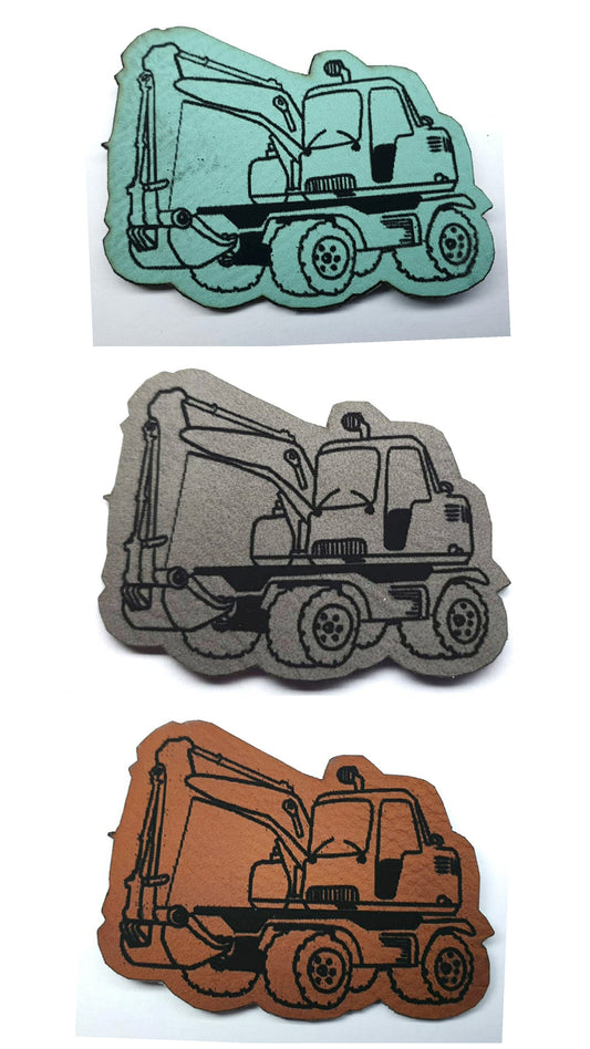 Kunstleder, Label, Patch, Etikett, Aufnäher in mint, grau oder braun Bagger