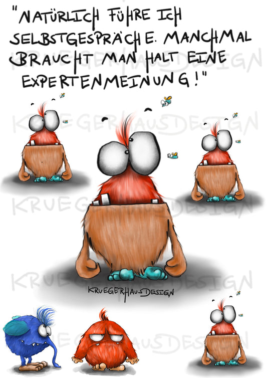 A4 Bügelbild Kruegerhausdesign Monster, Natürlich führe ich, mit Liebe illustriert