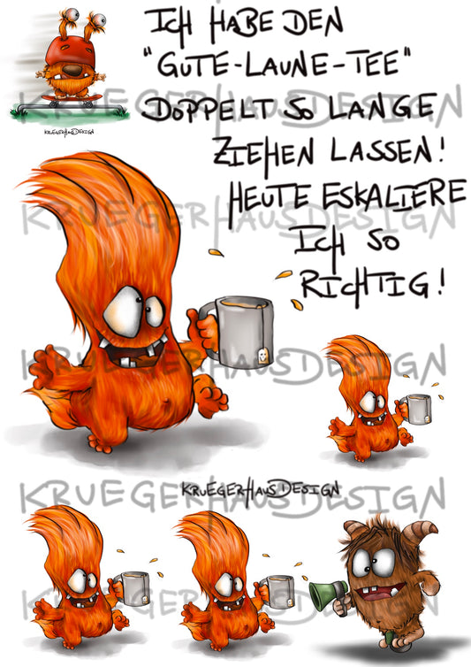 A4 Bügelbild Kruegerhausdesign Monster, hab den gute Laune…, mit Liebe illustriert