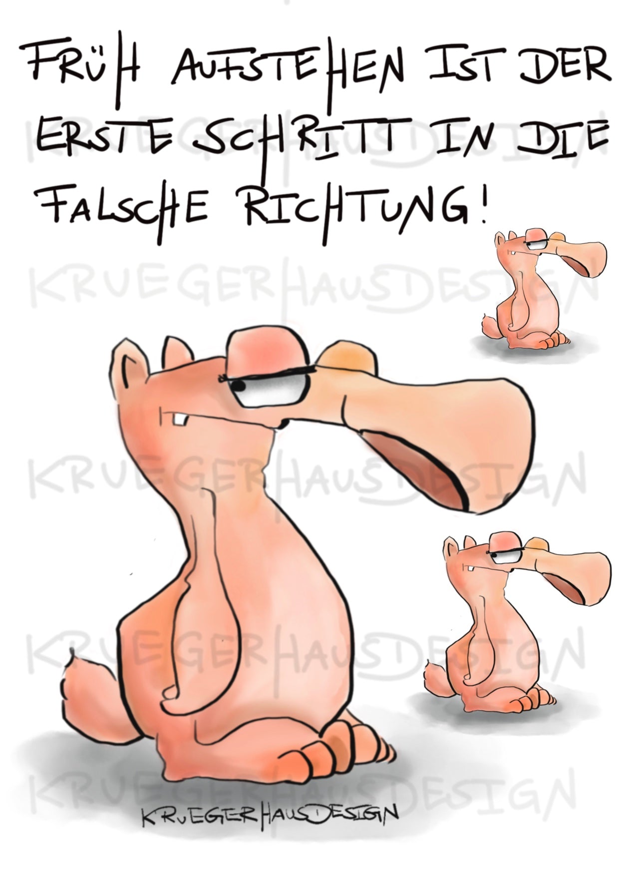 A4 Bügelbild Kruegerhausdesign Monster, Frueh Aufstehen ist der….,mit Liebe illustriert