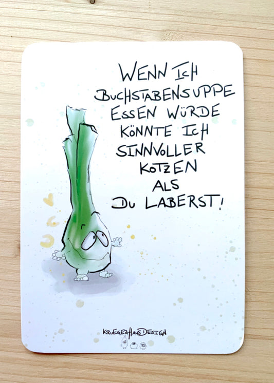 Postkarte Monster Kruegerhausdesign „Wenn ich Buchstabensuppe essen