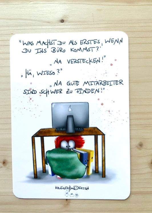 Postkarte Monster Kruegerhausdesign im Büro