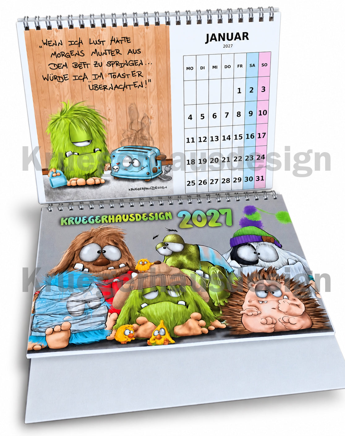 Tischkalender 2027 A5 – Lustiger Monster Kalender | Kruegerhausdesign