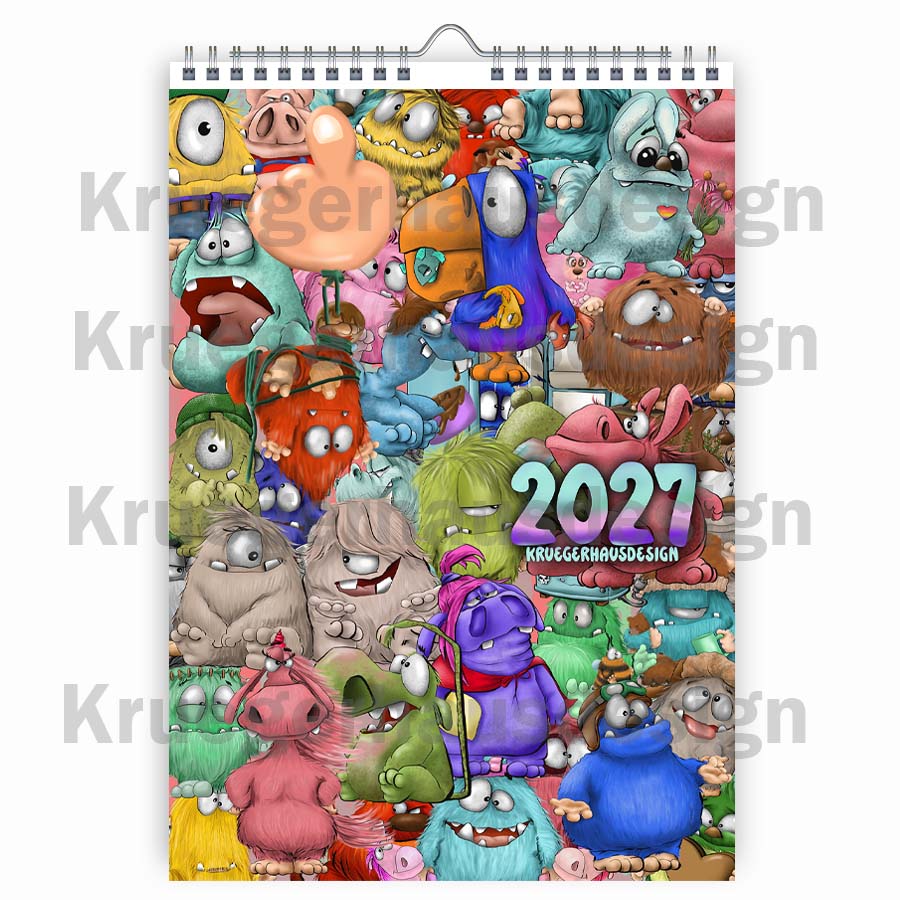 Monsterkalender 2027 A3 – Kruegerhausdesign Wandkalender | Vorbestellung