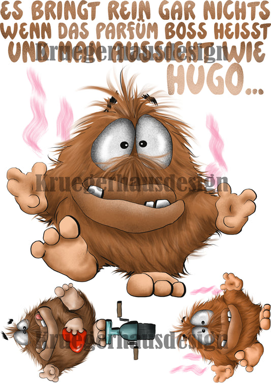 Lustiges Bügelbild DIN A4 Bügelbild - Es bringt rein gar nichts, wenn das Parfüm Boss heißt...