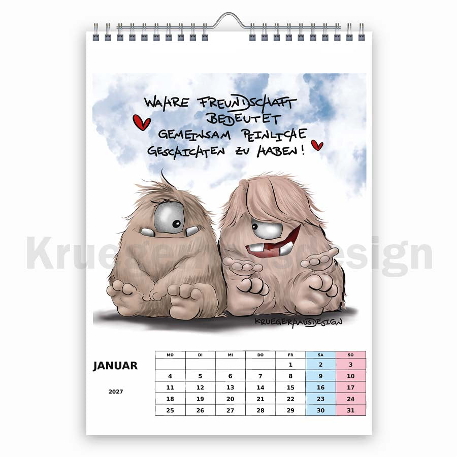 Monsterkalender 2027 A3 – Kruegerhausdesign Wandkalender | Vorbestellung