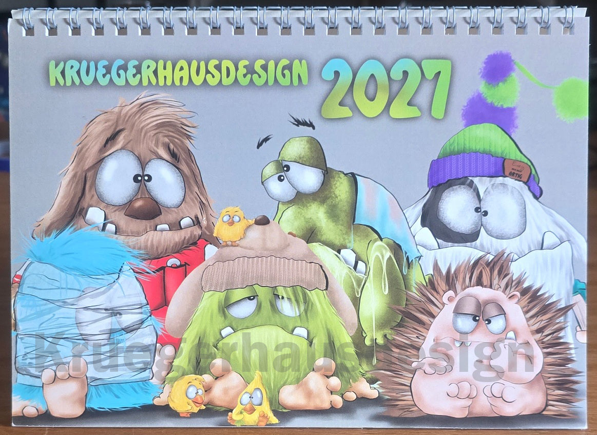 Tischkalender 2027 A5 – Lustiger Monster Kalender | Kruegerhausdesign