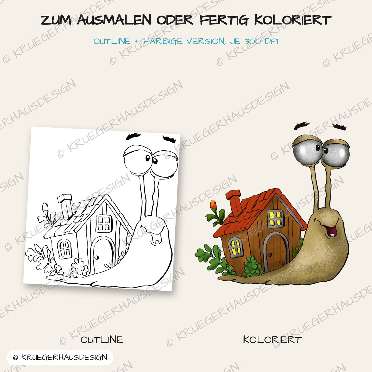 Häuschen-Schnecke – DigiStamp zum Ausdrucken & Ausmalen (Privatlizenz)