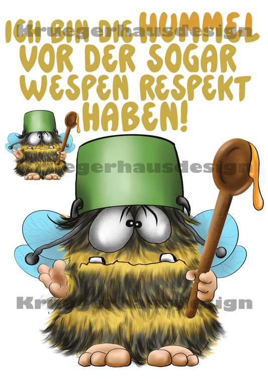 Bügelbild Hummel lustig – DIY T-Shirt Druck DIN A4 – Plotterbild Transferfolie – Geschenk Idee – Limited Edition April